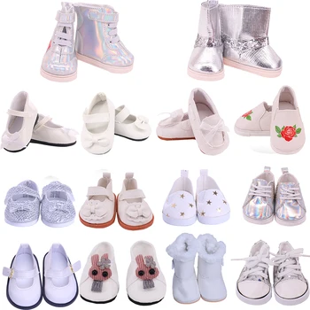 Обувь для куклы 7 см, парусиновая обувь с белым бантом, кроссовки, подходящие для 18-дюймовой американской куклы и 43-сантиметровой новорожденной куклы, одежда для девочек, аксессуары для девочек