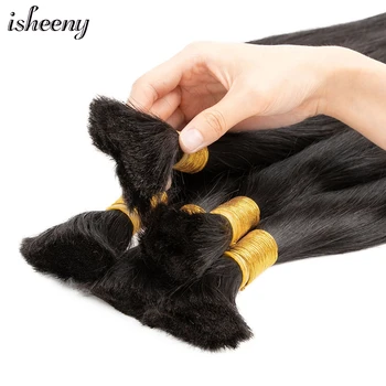 Объемные пучки натуральных черных человеческих волос Isheeny 12 