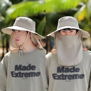 Оптовая продажа летних универсальных солнцезащитных кепок для мужчин, защищающих лицо, шею от пыли, комаров и кепок для рыбалки на открытом воздухе
