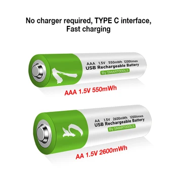 Оригинальные AA AAA USB Аккумуляторные Батареи 1.5 V 2600mWh Литий-ионный Аккумулятор Для Мыши Дистанционного Управления Электрическая Игрушечная Батарея