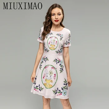Осеннее платье MIUXIMAO 2023, Модное осеннее платье с коротким рукавом, Тонкое платье-майка с кроликами и бриллиантами, женское свободное мини-платье Vestidos