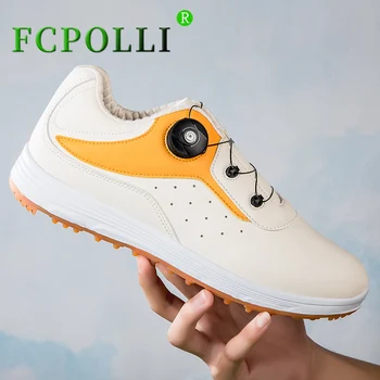 Осень 2023, кроссовки для гольфа, пары, Брендовая дизайнерская обувь для тренировок по гольфу унисекс, Спортивная обувь с быстрой шнуровкой, Мужская Женская Кожаная обувь для гольфа