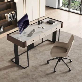 Офисная мебель итальянская легкая роскошная седельная кожаная тумбочка с перекладиной передвижной письменный стол простой комод компьютерный стол