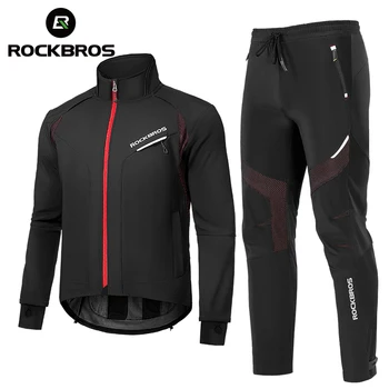 Официальные комплекты зимних курток Rockbros из теплого флиса, комплекты из джерси для велоспорта, брюки для горного велосипеда, костюм, одежда