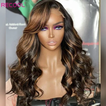 Парик из человеческих волос Recool Hair Body Wave без клея на кружеве спереди 6x5 Swiss HD Lace Wig, предварительно вырезанный Омбре, прямой парик с изюминкой