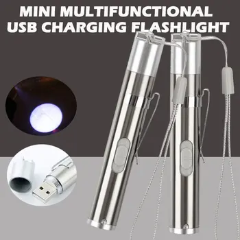 Перезаряжаемый светодиодный фонарик Mini USB, высококачественный мощный мини-светодиодный фонарик, водонепроницаемый дизайн, ручка-фонарик, подвешенный на металлическом зажиме