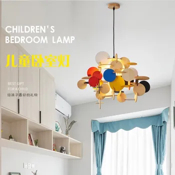 Персонализированная детская люстра Macaron для спальни, лампа из массива дерева, столовая/Гостиная, Декоративная люстра