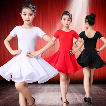 Платье для латиноамериканских танцев для девочек, бальный детский танцевальный костюм для сальсы, черные детские красные платья для танго, одежда для выступлений на сцене