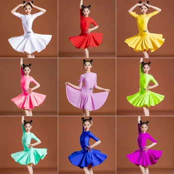 Платья для соревнований по латиноамериканским танцам для девочек Профессиональный костюм для выступления в латиноамериканском танго Чача Боди Юбка Современная танцевальная одежда YS5065