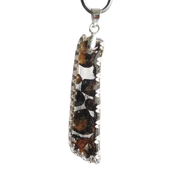 Подвеска Brenham Olive Meteorite, ожерелье из оливкового метеорита, мужские и женские украшения из натурального метеоритного материала - CB129