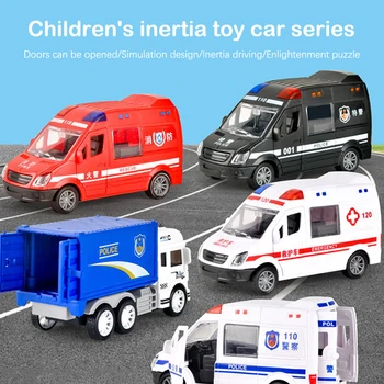 Пожарная машина, больница, спасательная машина скорой помощи, полицейская машина, модели автомобилей ABS, устойчивые к падению, Открывающиеся двери, Игрушки для детей, подарки для мальчиков