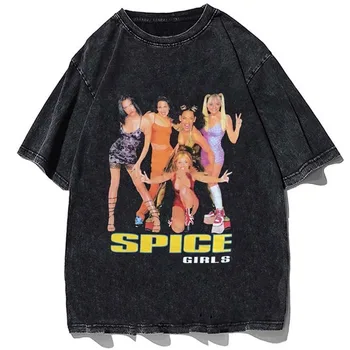 Популярные топы, футболки, футболка Spice Girls, мужские модные футболки, хлопковая футболка, модная женская футболка, винтажные летние футболки Camiseta с короткими рукавами