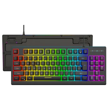 Проводная игровая клавиатура YWYT Y200 USB, мембранная клавиатура, расположение 87 клавиш, световой эффект RGB, двухцветная крышка для ключей из АБС-пластика, выполненная методом литья под давлением