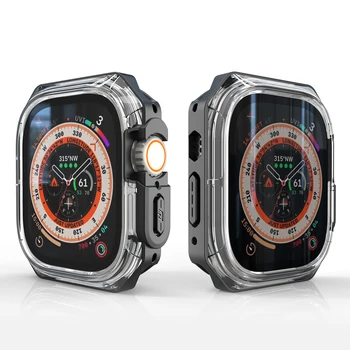Прозрачный чехол PC + TPU для Apple Watch ultra 49mm case Силиконовая Крышка Защитный Бампер iWatch series 8 SE 7 6 45 мм 41 мм 44 40