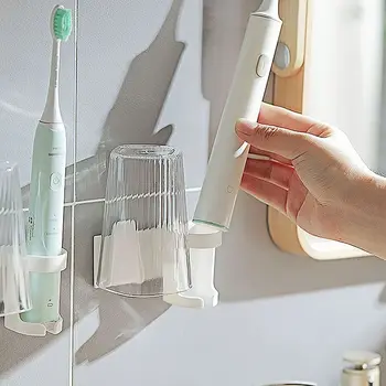 Простые держатели для зубных щеток, Белый Многофункциональный влагозащищенный инструмент для хранения зубных щеток, 12 * 11 * 7 см, Настенный бытовой набор для ванной комнаты