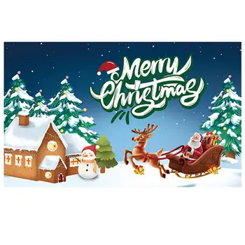 Прочный праздничный рождественский фон с флагом, баннеры, снеговик, Санта-Клаус, снежинки для украшения дома, дисплей против морщин