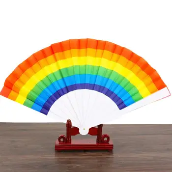 Радужный Складной Вентилятор Большой Водонепроницаемый Вентилятор Pride Красочный Ручной Вентилятор Rainbow Party Decoration LGBT Pride Month Fans Hand