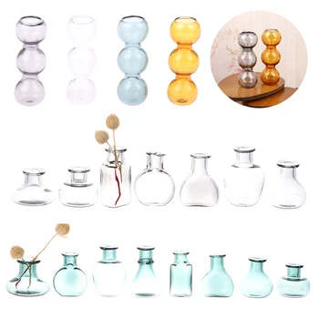 Разноцветная миниатюрная модель стеклянной вазы для цветов в кукольном домике, мини-бокалы, Мини-Волшебная бутылочка для декора аксессуаров для кукольного домика