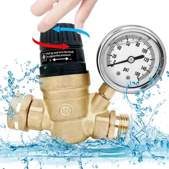 Регулируемый Регулятор давления воды, Латунный Регулятор давления воды, Безопасный И полезный Инструмент для регулирования давления воды Для