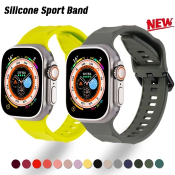 Ремешок для Apple Watch Silicone Sport Ultra 49 мм 45 мм 44 мм 41 мм 40 мм 38 мм Сменный ремешок Correa для Iwatch Серии 8 7 6 5 4 Se