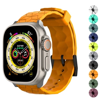 Ремешок с Футбольным рисунком для apple watch band 45 мм 44 мм 41 мм 40 мм Ultra 49 мм Браслет iwatch Series 3/4/5/6/ SE /7/8 42 мм 38 мм