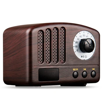 Ретро радио-портативный динамик в классическом винтажном стиле, мини-динамик Bluetooth с FM-радио (цвет дерева)