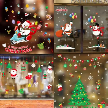 Рождественская Съемная наклейка на стену, украшение стеклянного окна, новое Модное простое праздничное украшение для вечеринки 2023 года