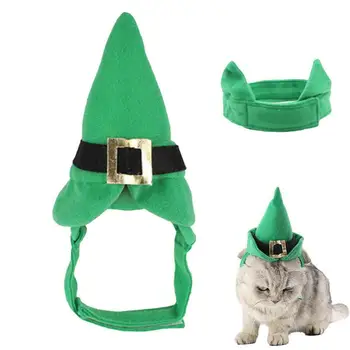 Рождественская шляпа для собаки, Набор галстуков-бабочек, Аксессуары для костюма фетрового Рождественского Эльфа, Шляпа Санты для домашних животных, Зеленый цилиндр для кошек, маленьких собак, зеленый