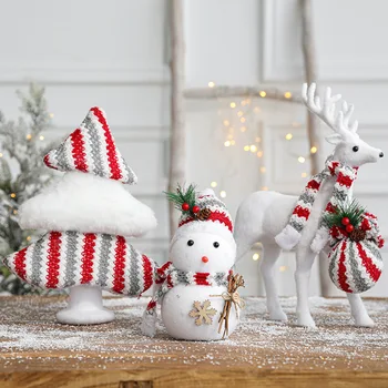 Рождественские куклы большого размера, снеговик, лось, белый медведь, белка, Елка, украшения для рождественской елки, Фигурка, декор стола