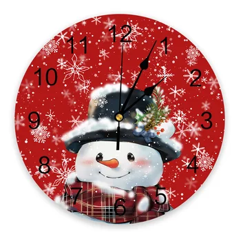 Рождественские настенные часы в виде снеговика и Снежинки Декор столовой ресторана Кафе Круглые настенные часы Бесшумное украшение дома