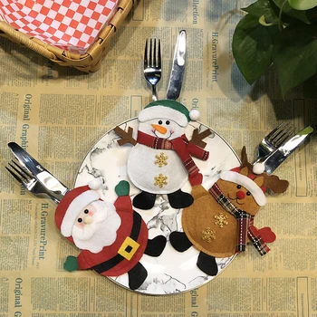 Рождественский нож, вилка, сумка для столовых приборов, Санта-Клаус, Снеговик, Лось, сумка-держатель для посуды, украшение Рождественского домашнего праздничного стола