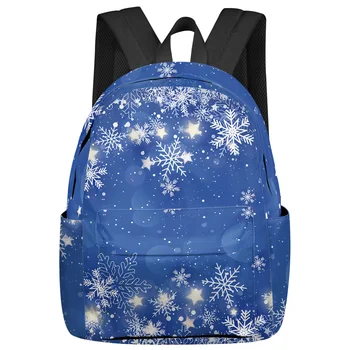Рождественский синий рюкзак в виде снежинки, школьные сумки для подростков, сумка для ноутбука, женский повседневный рюкзак для путешествий