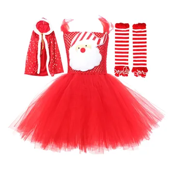 Рождественское платье для девочек для малышей, сетчатое платье-пачка с капюшоном, летние платья для девочек, Размер 6, Рождественское платье-свитер для девочек