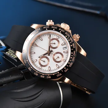 Роскошные Модные мужские кварцевые часы VK63 Sport с каучуковым ремешком, водонепроницаемые, спортивные с датой, мужские кварцевые часы 904L из нержавеющей стали, многофункциональные
