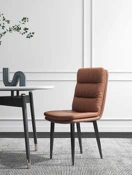 Роскошный обеденный стул Nordic light домашний современный минималистичный стол с кожаной спинкой удобный обеденный стул