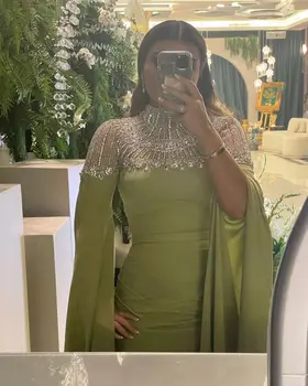 Русалка С длинными рукавами и высоким вырезом, украшенная бисером, вечерние платья для свадебных торжеств, платья для официальных мероприятий, платья для выпускного вечера для женщин из Саудовской Аравии