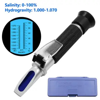Ручной аквариумный рефрактометр ATC солености 0-100%, салинометр солености морской воды 1.000-1.070 SG Для аквариума