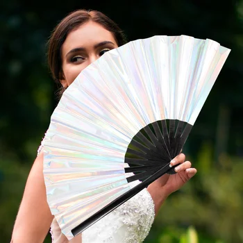 Ручной вентилятор Складной Складной пластиковый для танцев в ночном клубе Декоративные вентиляторы Бамбуковая свадьба