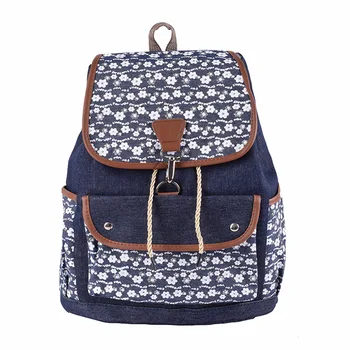 Рюкзак на шнурке в стиле ретро, студенческая сумка, Джинсовая парусиновая Уличная модная сумка-мешок, школьный рюкзак, Сумки для женщин
