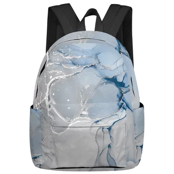 Рюкзак с текстурой синего мрамора, мужской и женский модный рюкзак для путешествий, студенческие школьные сумки большой вместимости