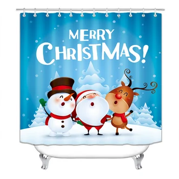 С Рождеством, Занавеска для душа, Рождественский домашний декор, Снеговик, Санта-Клаус, занавеска для ванной, Полиэфирная Водонепроницаемая Ширма для ванны