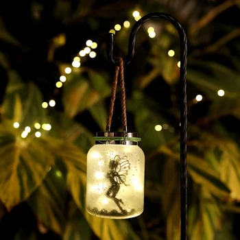 Садовые подвесные светильники Mason Jar, солнечные гирлянды с матовым сказочным стеклянным фонарем для украшения свадебной вечеринки во дворе