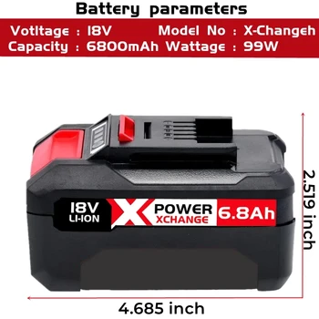 Самый продаваемый X-Change6800mAh заменяет батарейки Einhell Power X-Change и все 18-вольтовые аккумуляторы Einhell Tools со светодиодными дисплеями