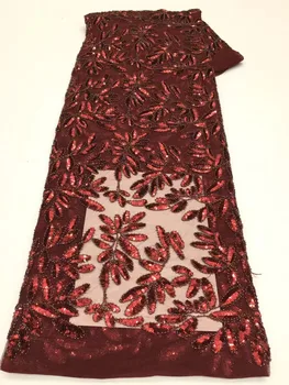 Свадебное платье для вина, кружевная ткань с блестками, вышитые Сетчатые кружева, высококачественная кружевная ткань из французского тюля для женского платья