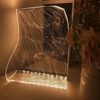 Светодиодная Креативная Настольная лампа Magic Carpet Nordic Abstract Art, Прикроватная лампа для спальни, ресторана, гостиной, декор USB, Атмосферный свет