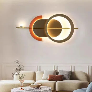 Светодиодный настенный светильник в стиле ар-деко Кофейно-оранжевый Металлический для гостиной, столовой, спальни, Круглая кольцевая лампа с 3 сменными режимами затемнения