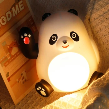 Светодиодный ночник Panda Детская спальня USB Зарядка Прикроватная тумбочка Теплый свет Защита глаз Настольная лампа Украшение комнаты Подарок на День рождения