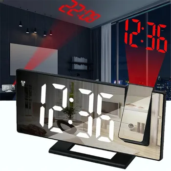 Светодиодный цифровой будильник Проекционные часы Потолочные часы с подсветкой дисплея времени температуры Часы повтора для домашней спальни