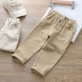 Свободные брюки для маленьких мальчиков и девочек, новые модные повседневные однотонные демисезонные детские штаны в корейском стиле на 1-6 лет
