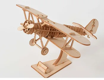Сделай сам Биплан, Беспилотный летательный аппарат, Часы, автомобильные игрушки, 3D Деревянная игрушка-головоломка, сборная модель, наборы для поделок из дерева, украшение стола для детей, дети
